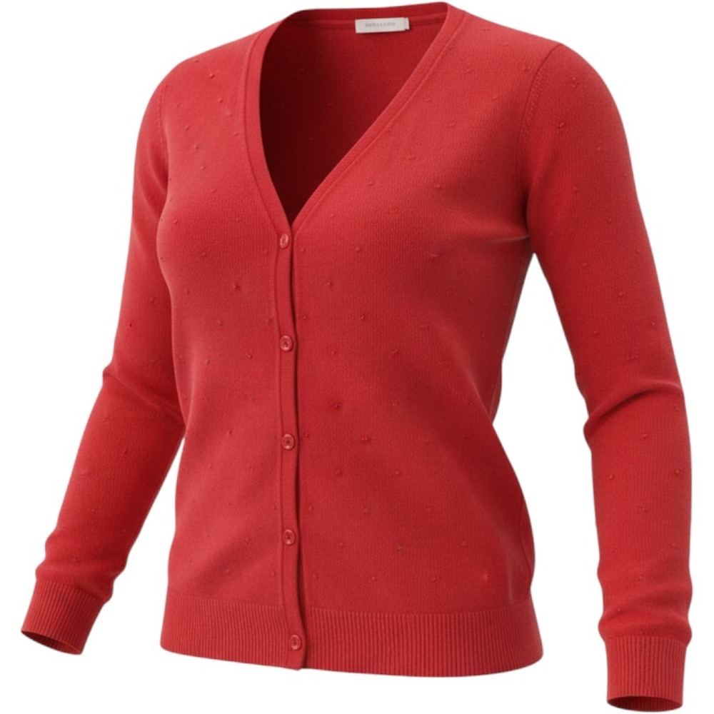 Art and Soul Womens Red Mercury Pointelle Knit Button Front Cardigan Large NEW